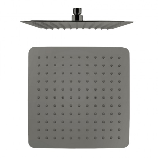 250mm 10 inch Stainless steel Gunmetal Grey Super-slim Square Rainfall Shower Head 